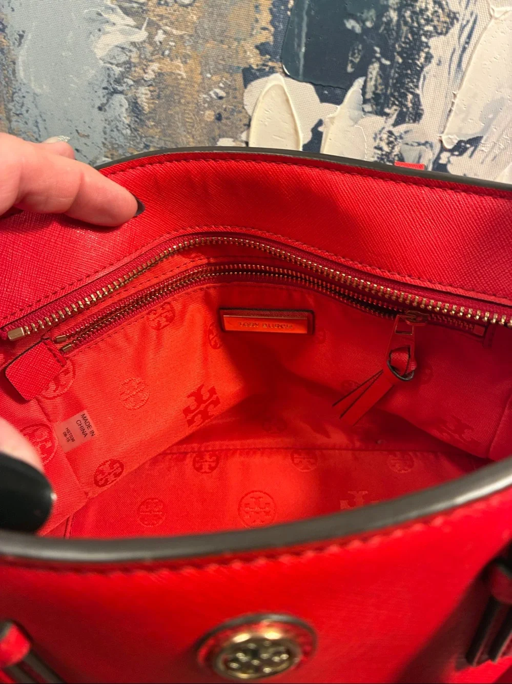 NWOT Tory Burch Bright Red Robinson Leather Satchel with Detachable Strap